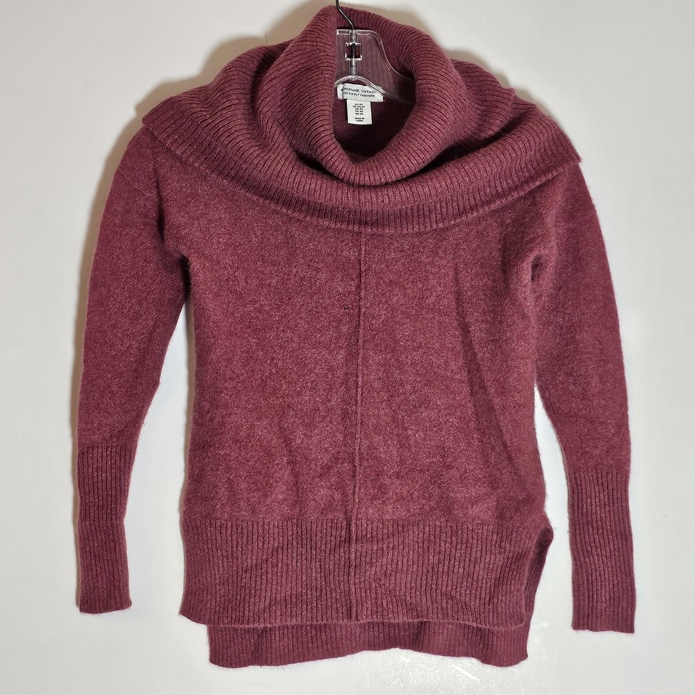 Adrienne Vittadini Sweater Womens XS Red 100% Cashmere Cowl Neck Pullover Cozy